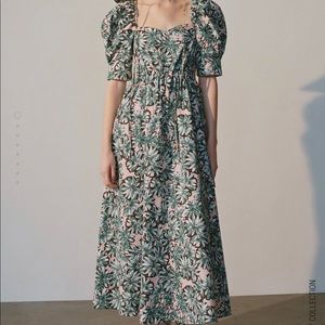 Zara floral poplin dress balloon  puff sleeve blog